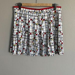Vintage Mondrian art inspired pleated mini skirt.